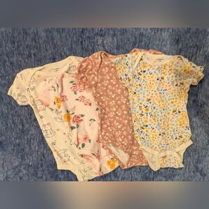 Floral and Animal Print Baby Bodysuits - Set of 4